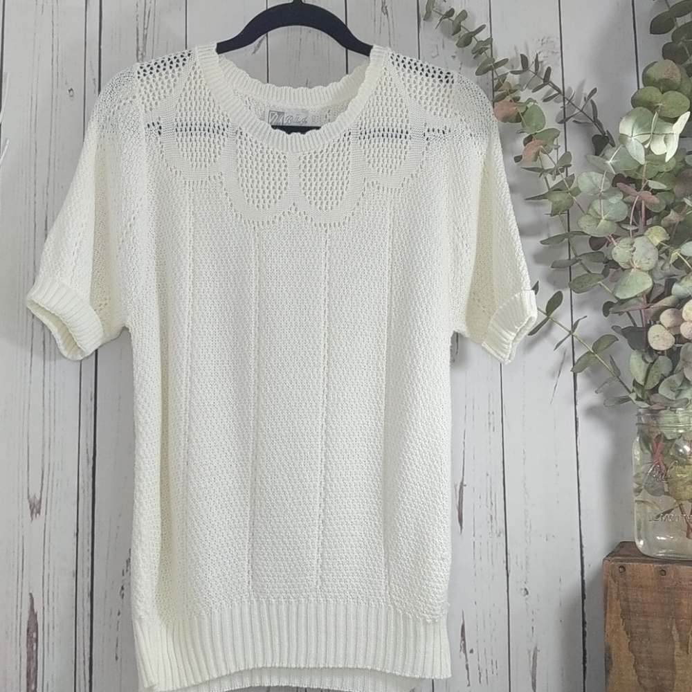 Vintage‎ 80's Billie Jo Cream Sweater RBG Vibes Feminist Casual Boho Hipp…